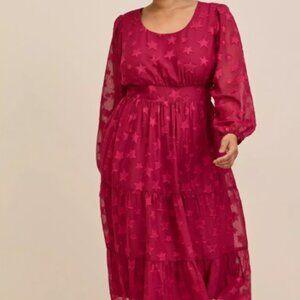 Torrid Magenta Star Chiffon Tiered Dress Size 00